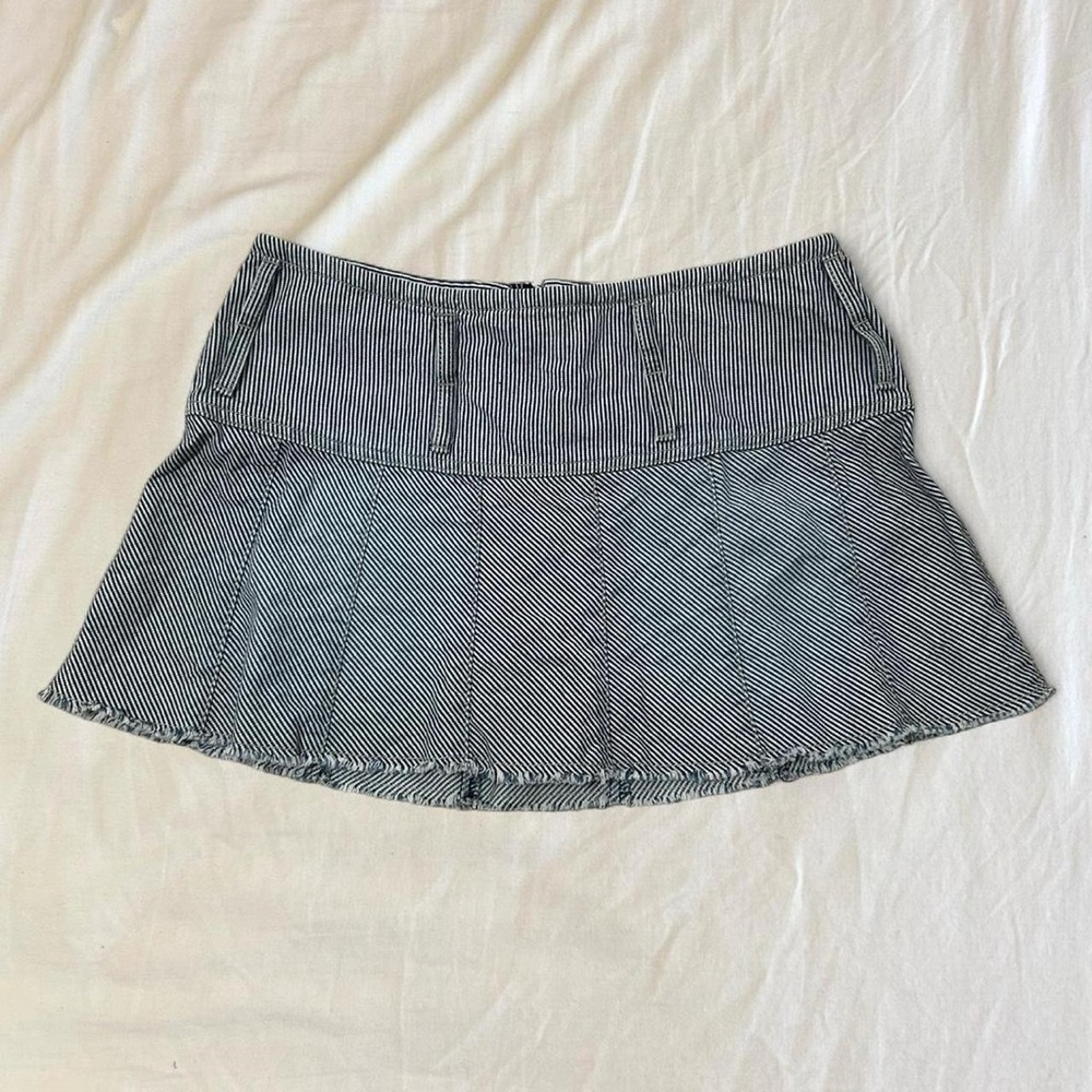 Striped Flared Mini Skirt - Blue & White